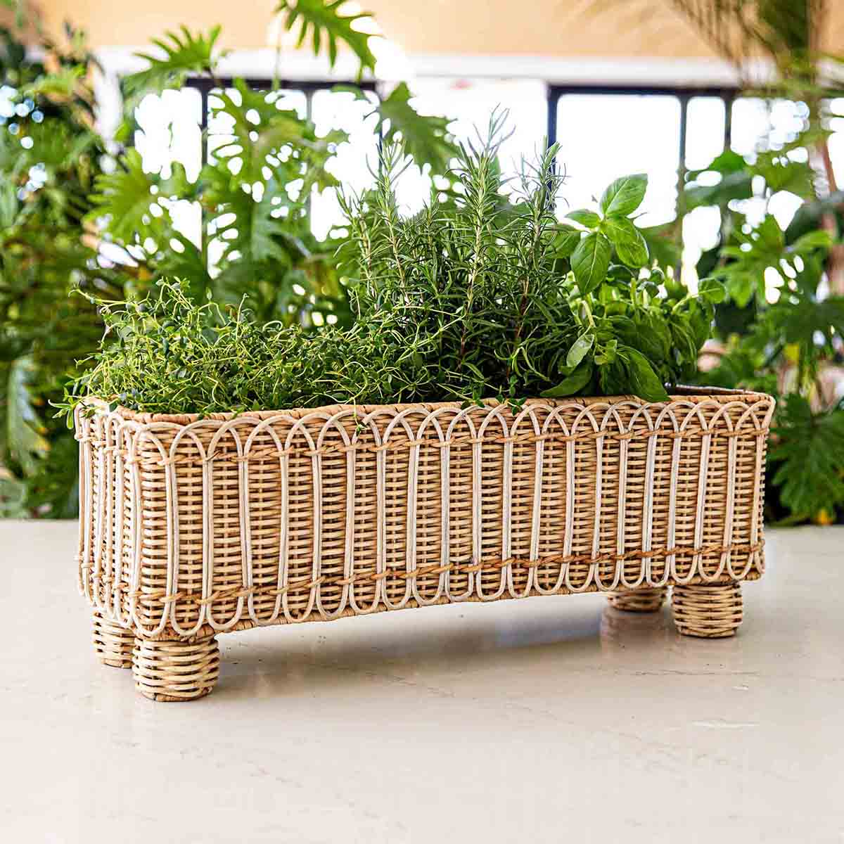 Provence Rattan Rectangular Planter - Whitewash - Image 4