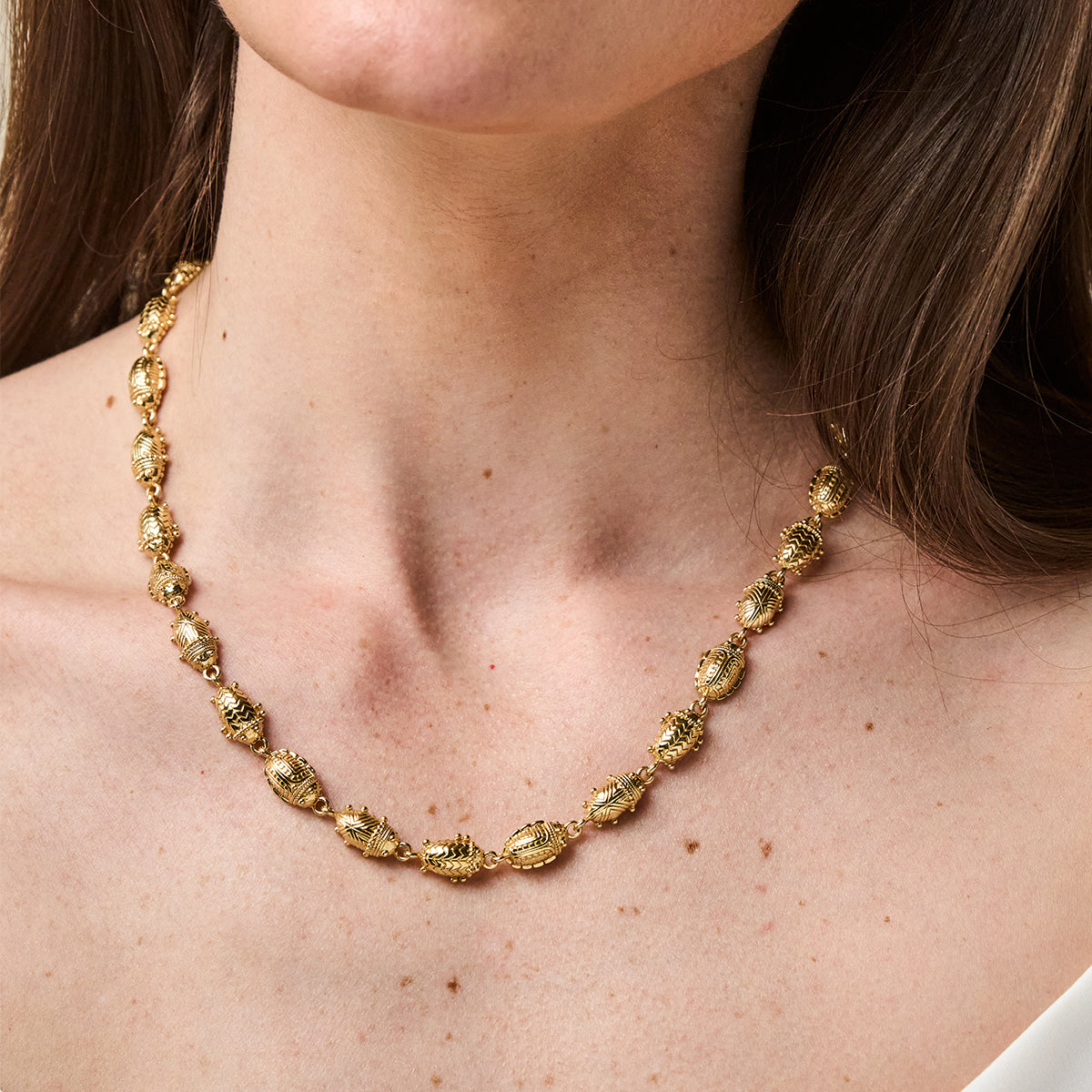 Scarab Petite Linear Link Necklace. 18+1 - Gold - Image 2