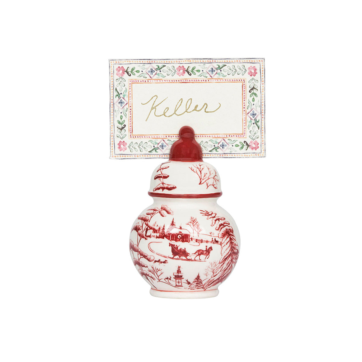 Country Estate Winter Frolic Ginger Jar Place Card Holder Set/4 - Ruby - Image 3