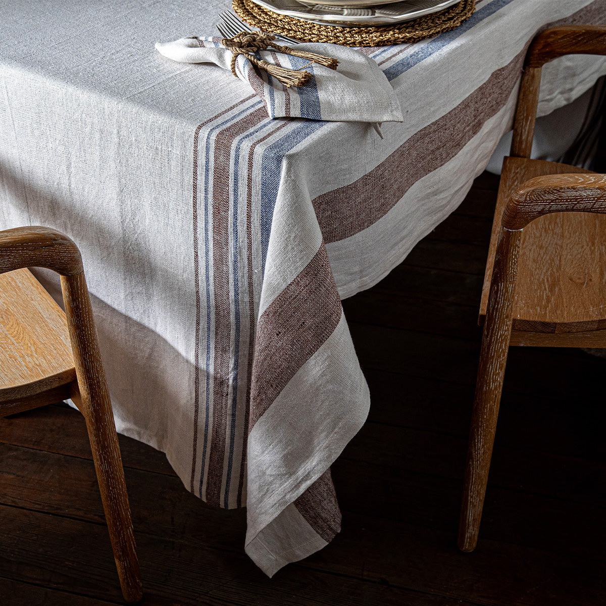 Danish Stripe 60 x 120 Tablecloth - Taupe - Image 3