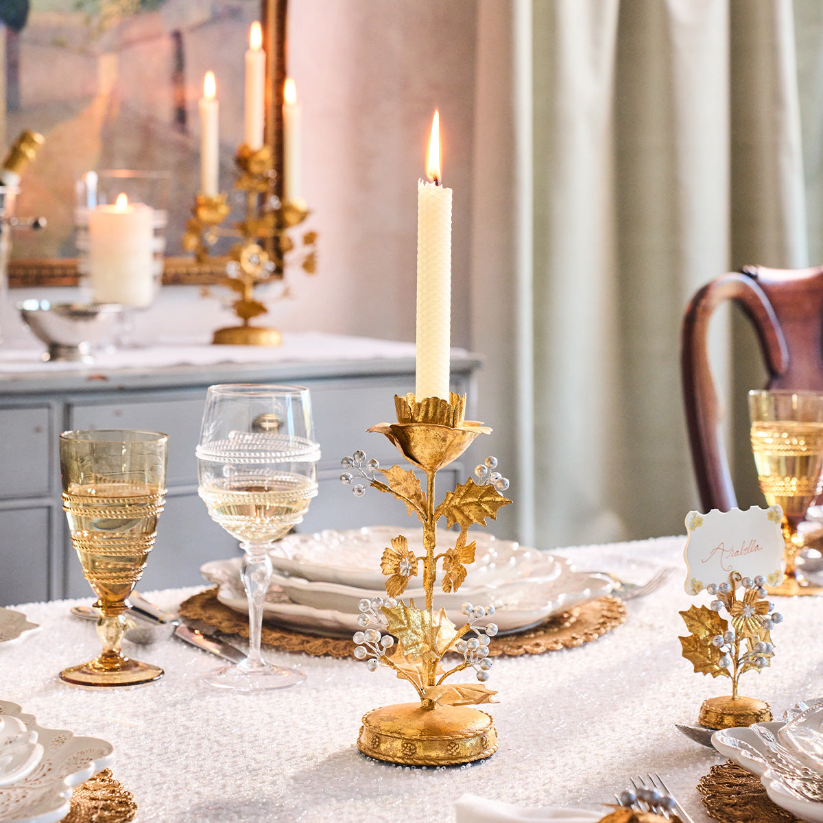 Forest Walk Holly 9 Candlestick - Gold/Silver - Image 3