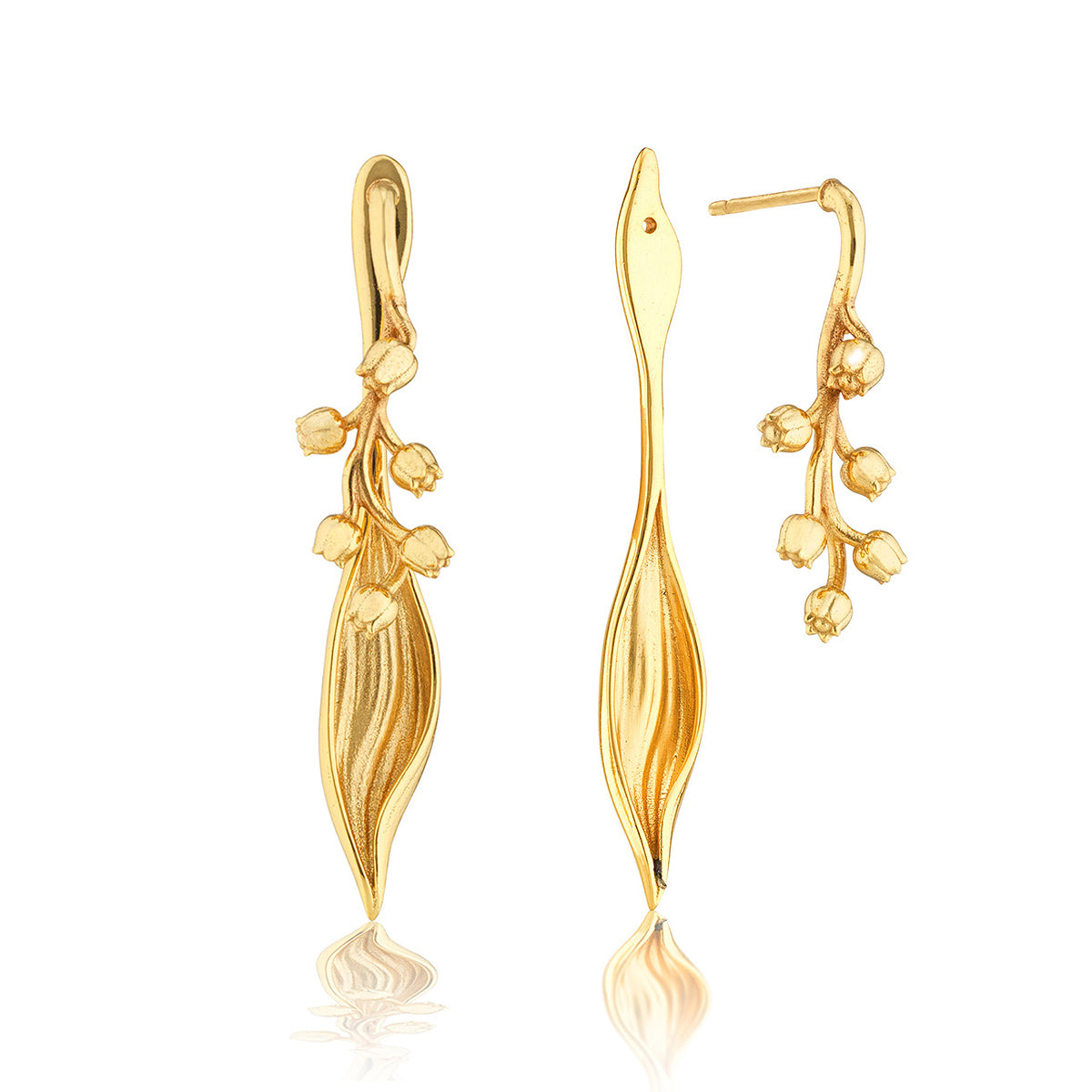 Meadow Lily of the Valley Convertible Earrings - Gold - Image 2