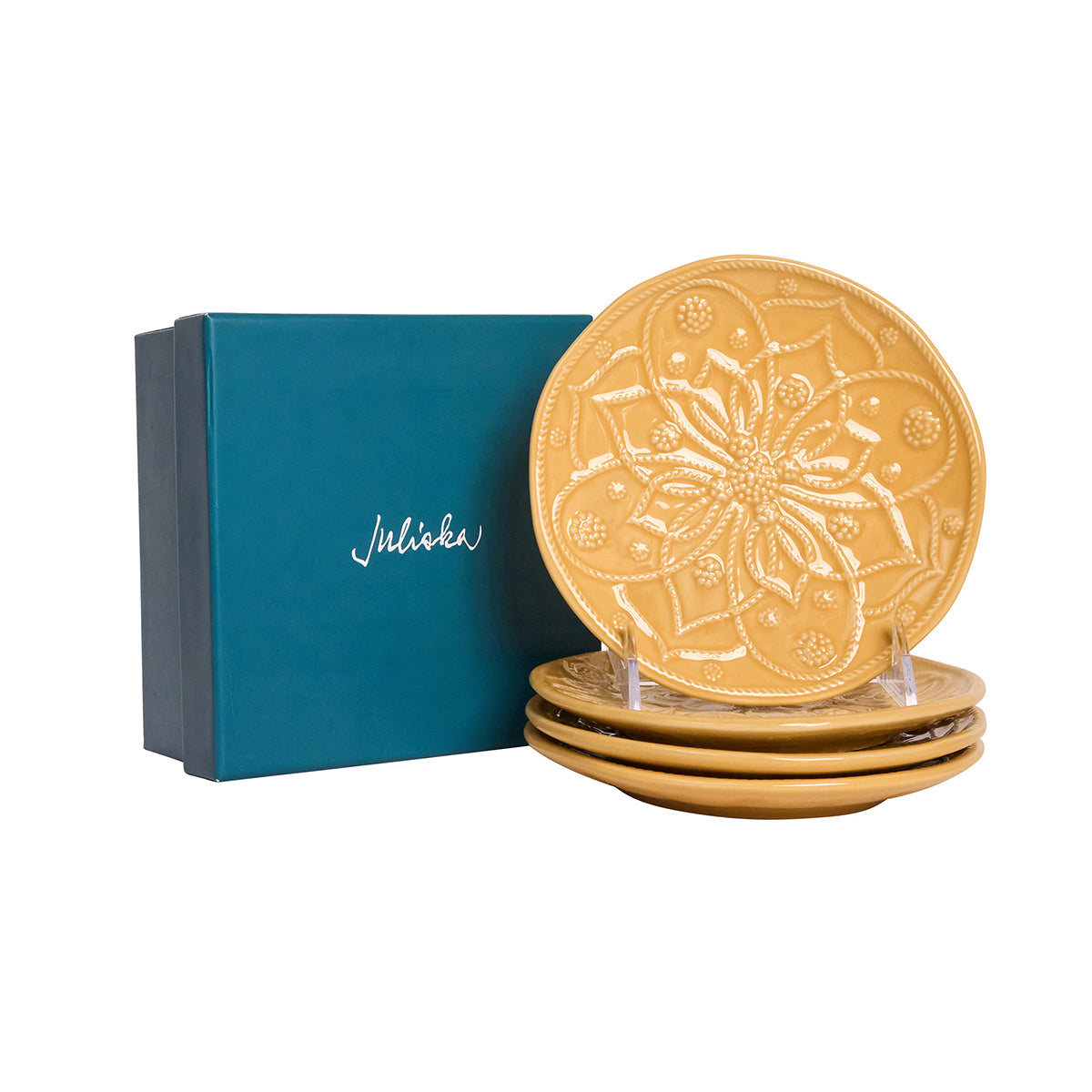 Jardins du Monde Side/Cocktail Plate Assorted Set/4 - Daffodil - Image 2
