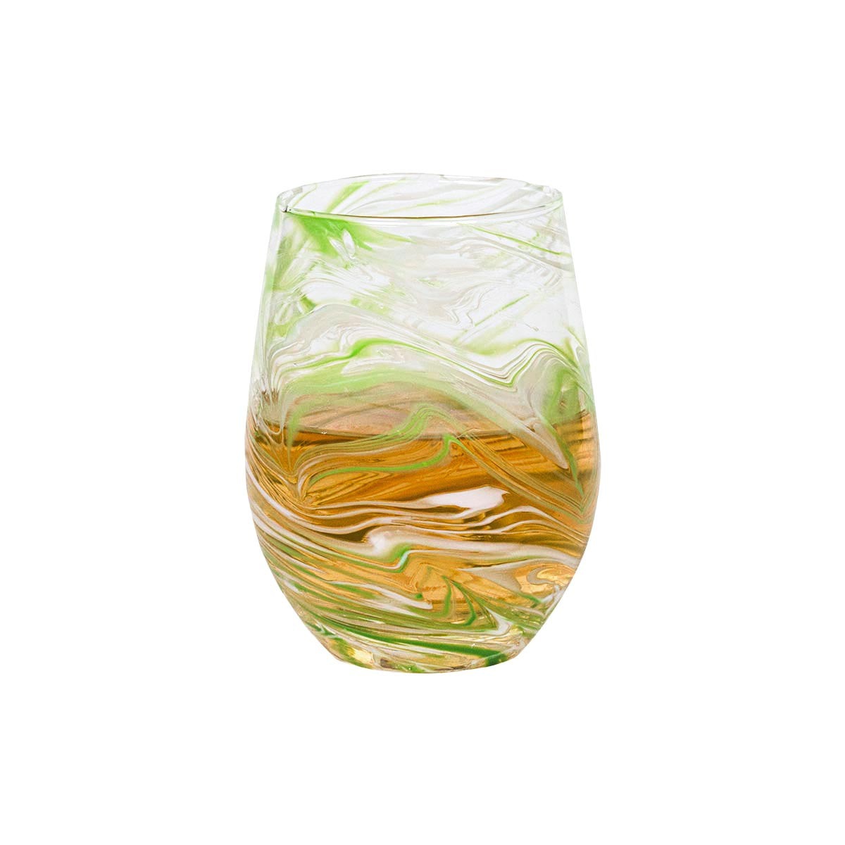 Puro Marbled Stemless Wine Glass - Green - Image 2