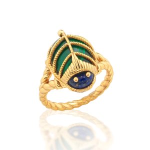Scarab Petite Ring - Lapis/Malachite