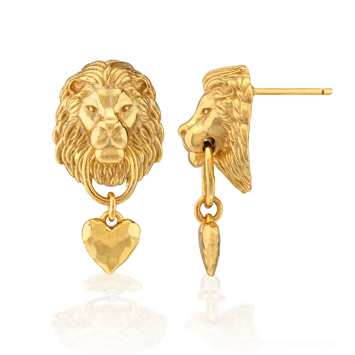 Lionheart Post Earrings - Gold - Image 3