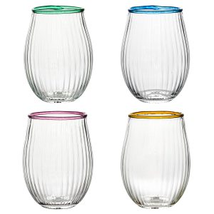 Nell Stemless Wine Glass Assorted Set/4 - Multi