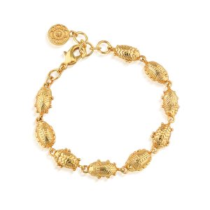 Scarab Petite Linear Link Bracelet. 6+1 - Gold