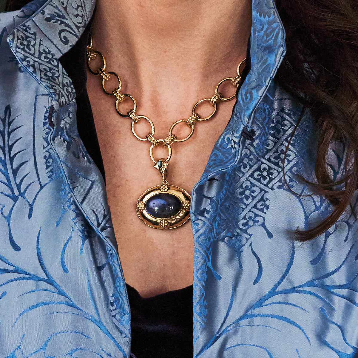Cleopatra Removeable Pendant Necklace. 16+2 - Blue Labradorite - Image 3