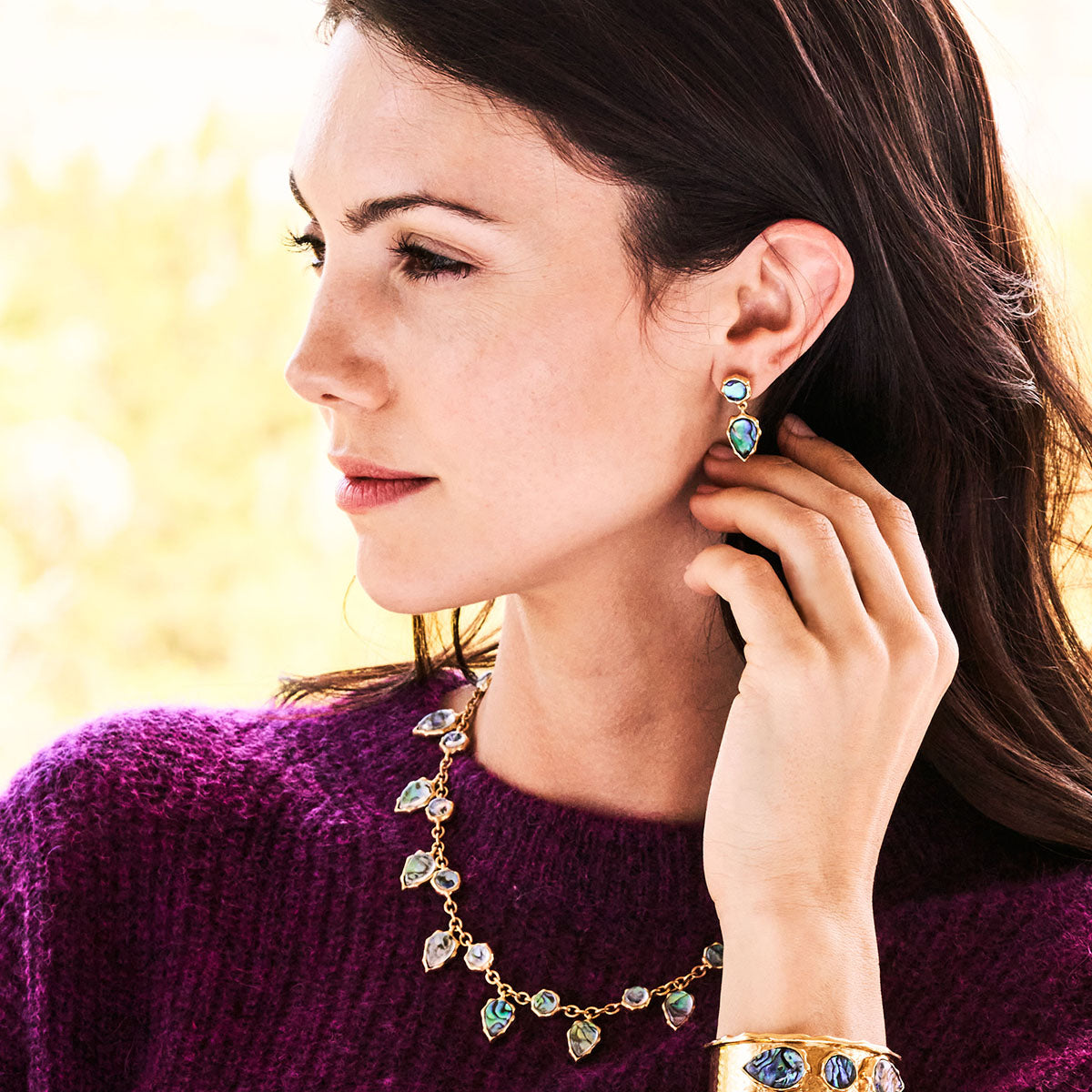 Aurora Small Drop Post Earrings - Abalone - Image 2
