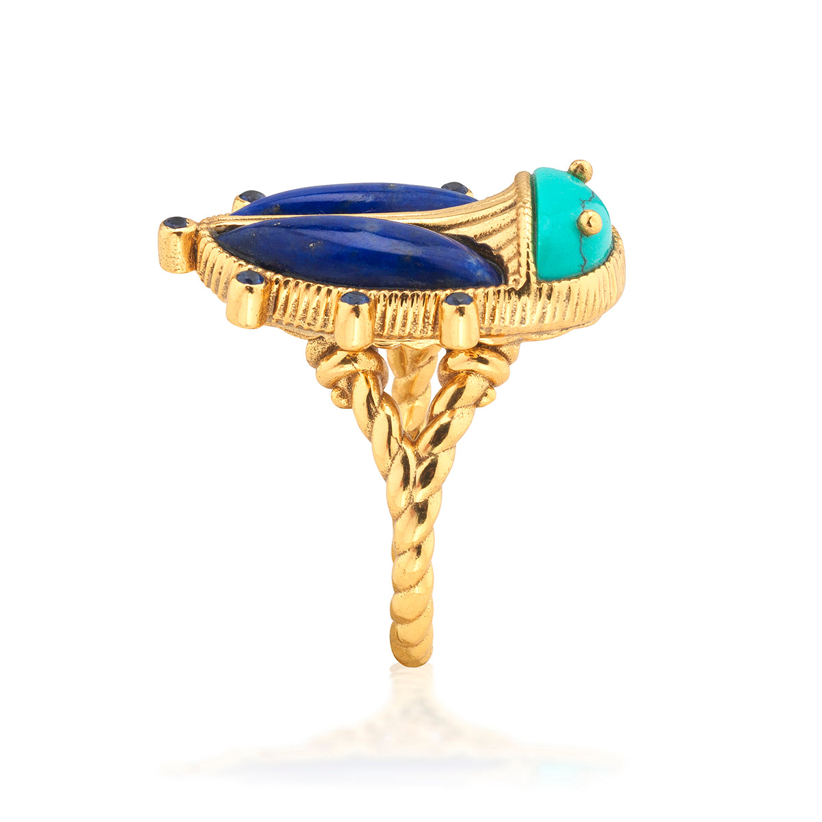 Scarab Grande Ring - Turquoise/Lapis - Image 4
