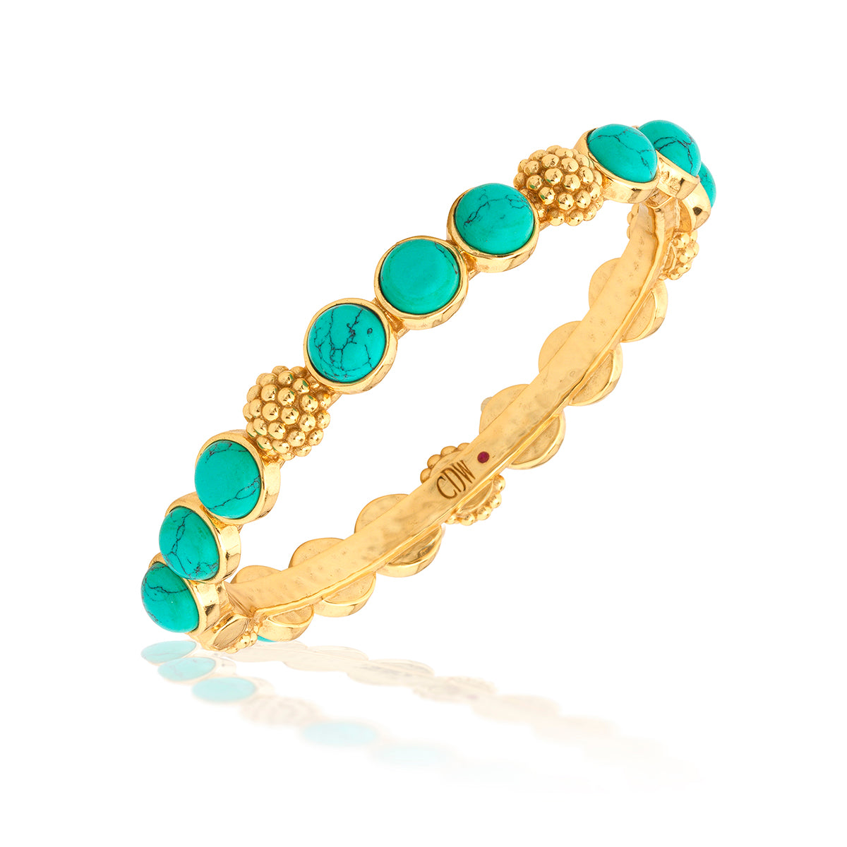 Berry Gem Hinged Bangle - Turquoise - Image 3