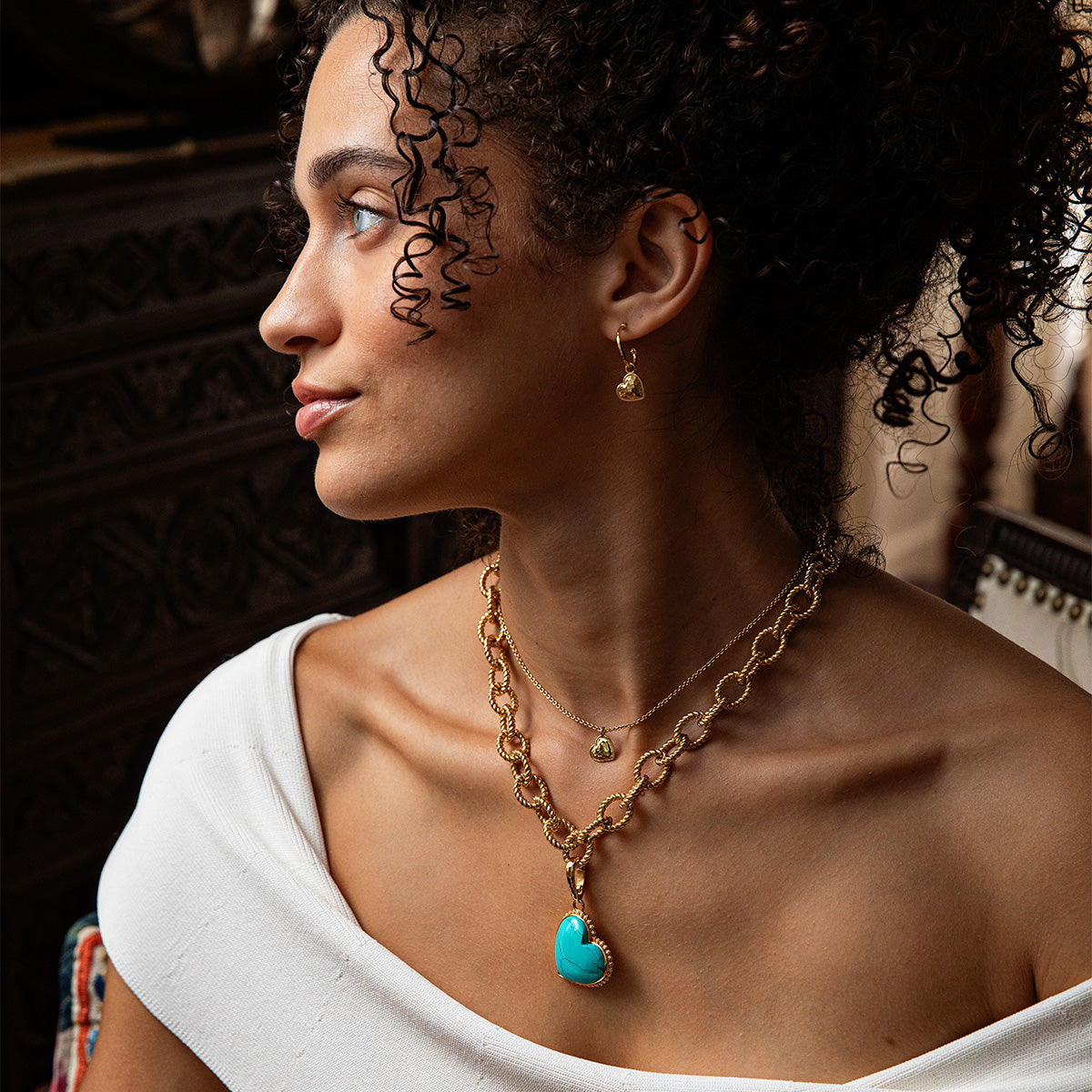 Love Heart Charm Necklace. 16+2 - Gold - Image 6