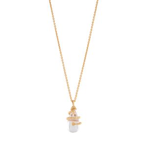 Lily Charm Necklace. 16+2 - Clear Quartz