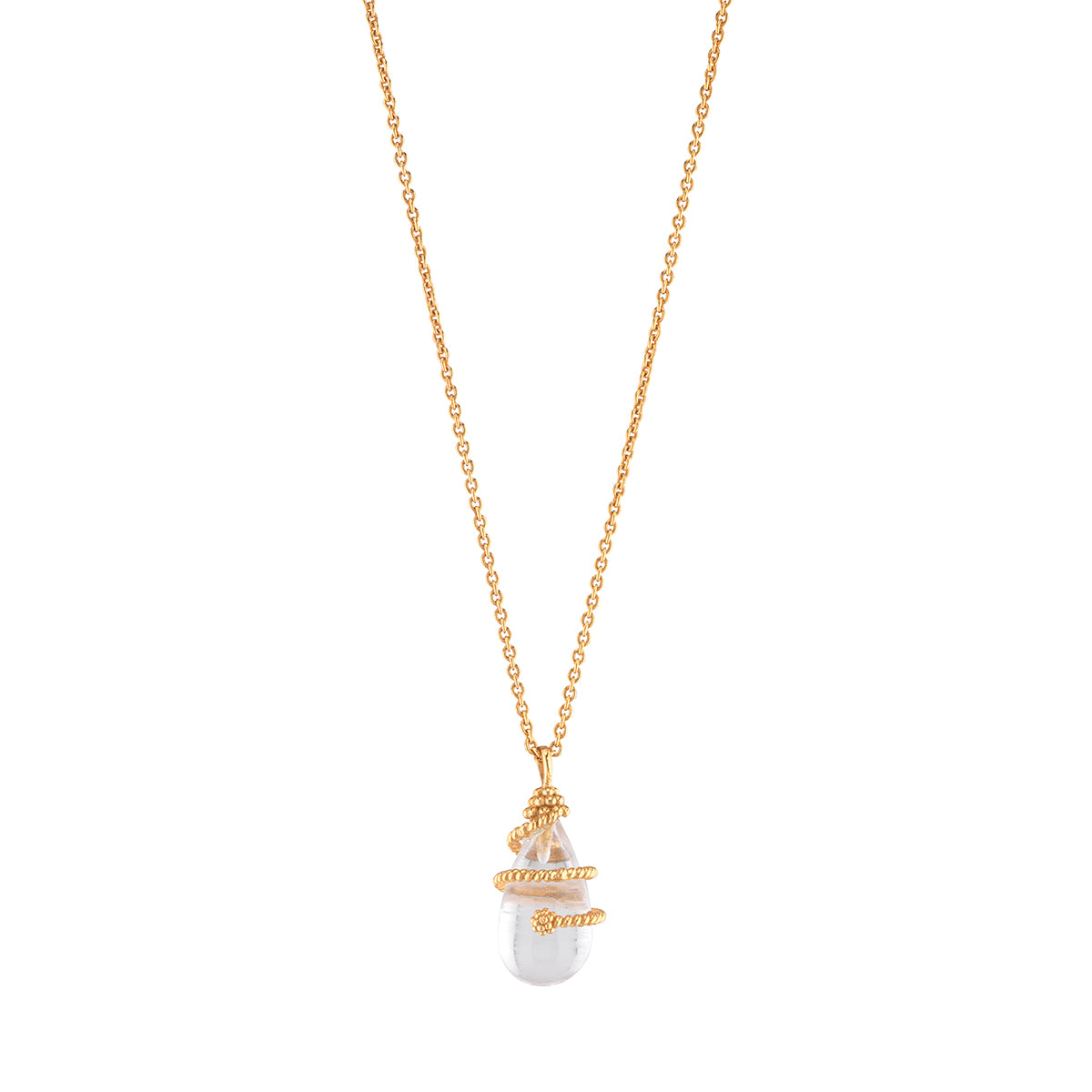 Lily Charm Necklace. 16+2 - Clear Quartz