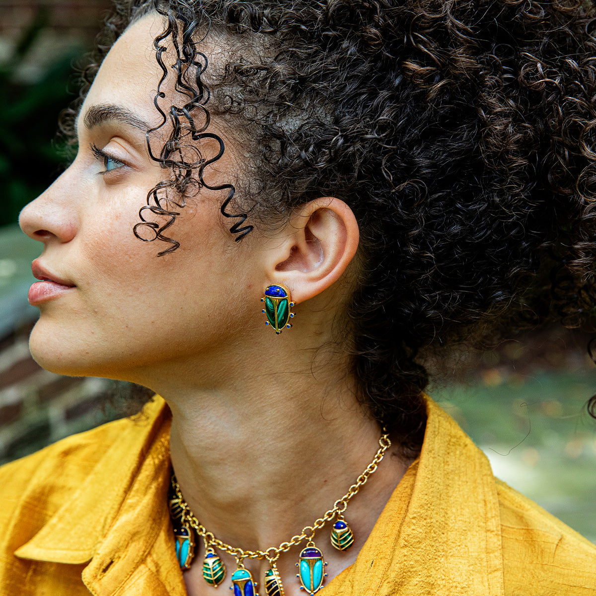 Scarab Mismatched Stud Earrings - Multi - Image 4