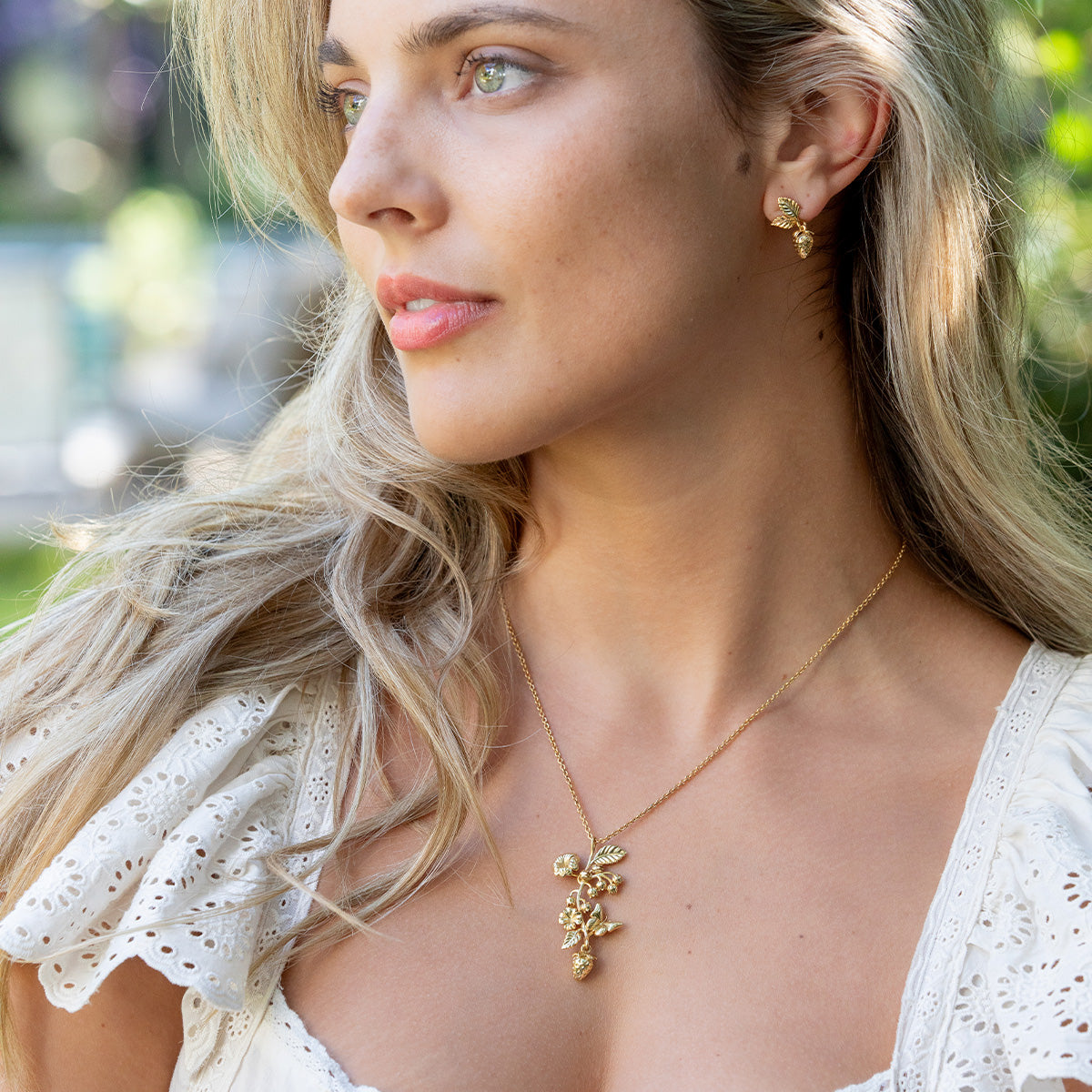 Meadow Walk Bouquet Charm Necklace. 16+2 - Gold - Image 2