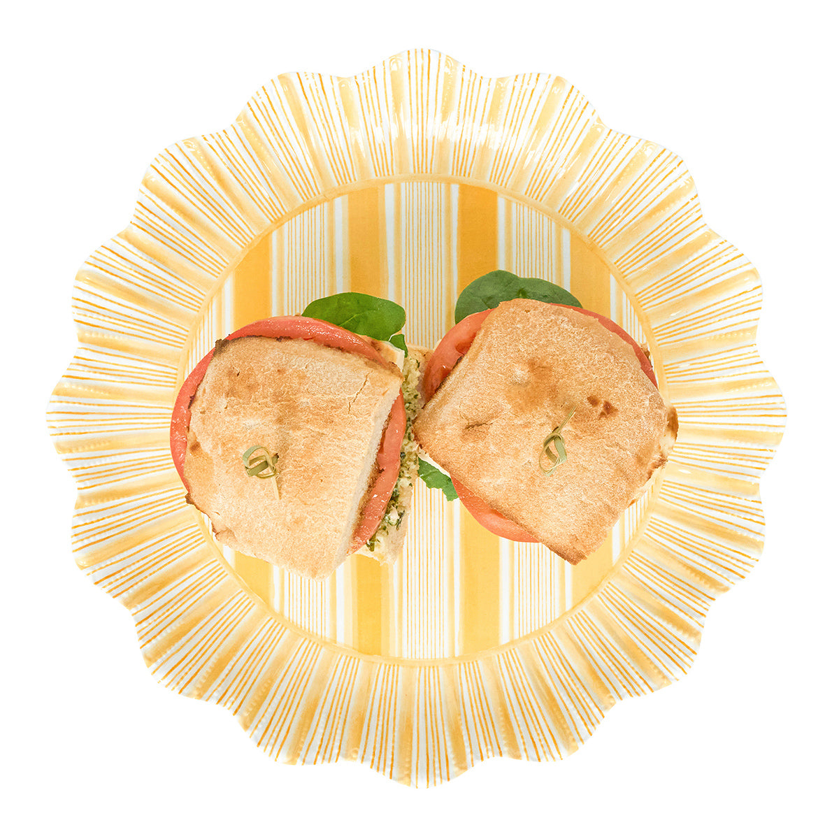 Cabana Stripe Melamine Dinner Plate Set/4 - Sunshine - Image 3