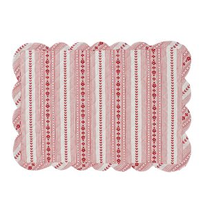 Villa Stripe Quilted Placemat - Red