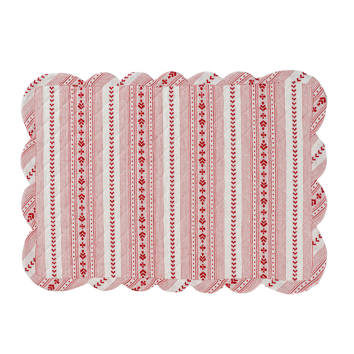 Villa Stripe Quilted Placemat - Red