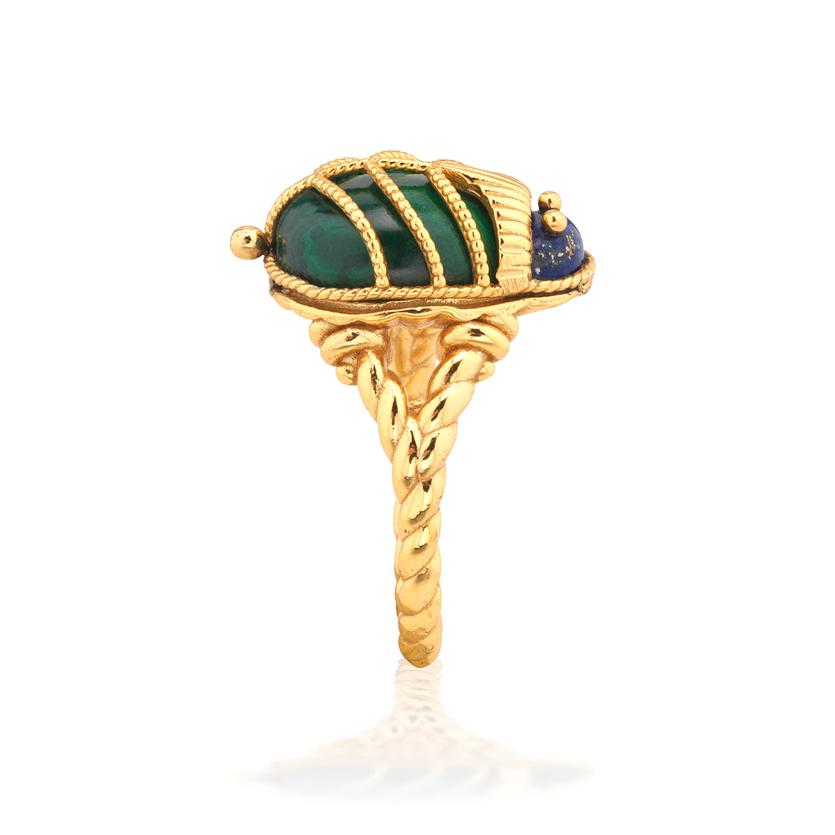 Scarab Petite Ring - Lapis/Malachite - Image 4