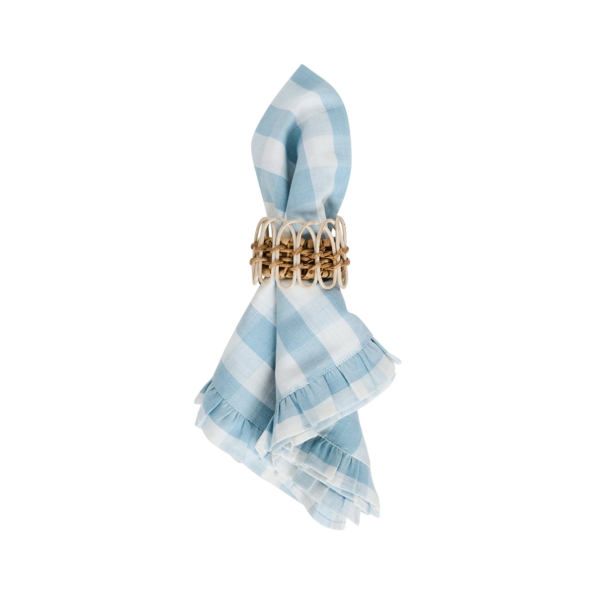 Gingham Ruffle Napkin Set/4 - Ocean - Image 2