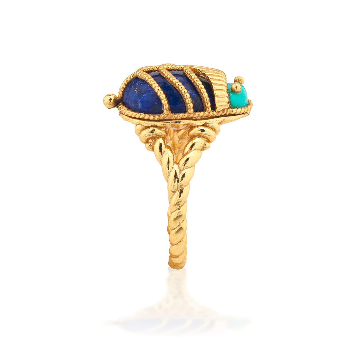 Scarab Petite Ring - Turquoise/Lapis - Image 4