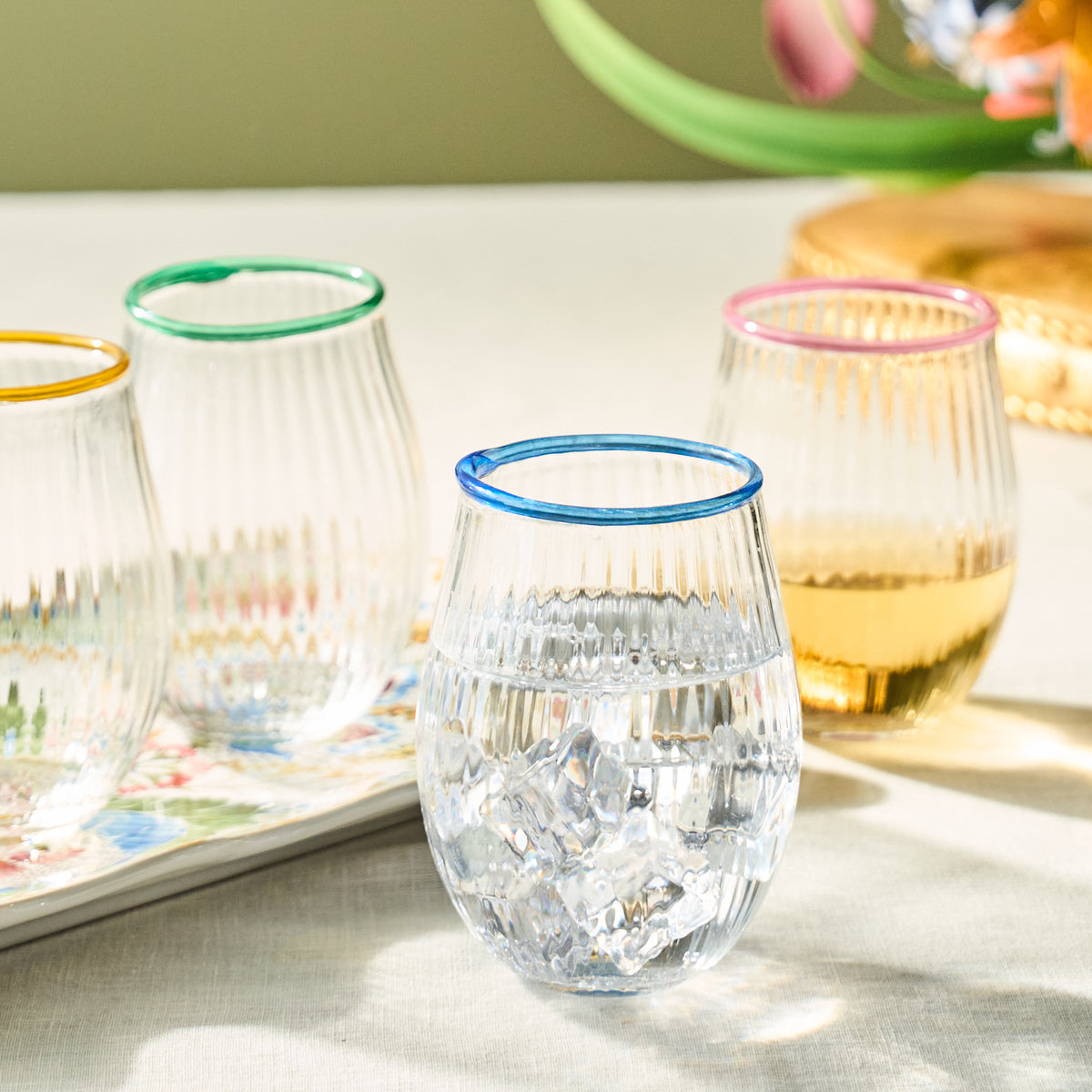 Nell Stemless Wine Glass - Chambray - Image 5
