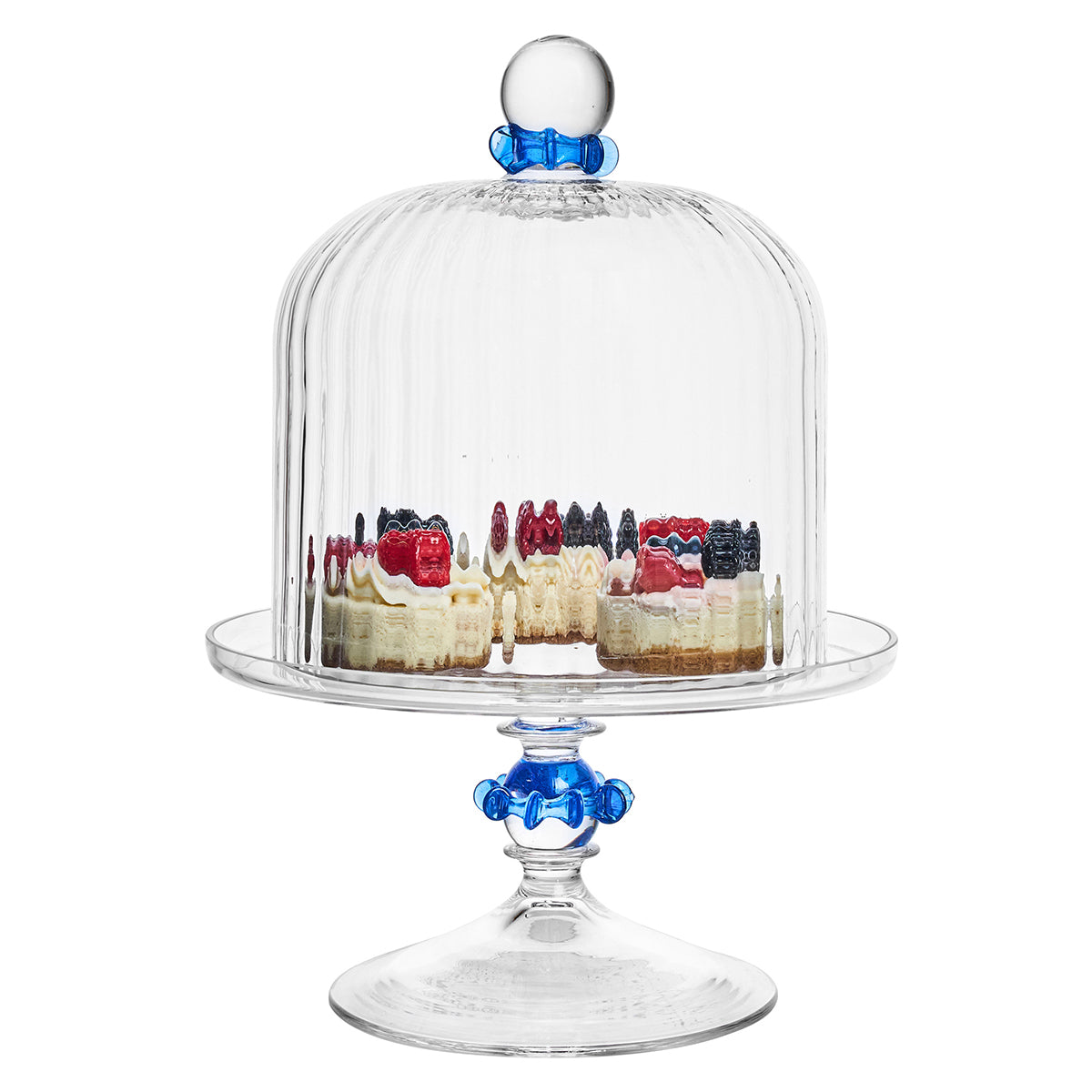 Nell Ruffle Petite Cake Dome & Stand Set - Chambray - Image 2