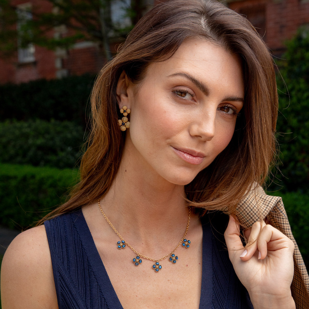 Berry Clover Multi Station Necklace. 16+2 - Blue Labradorite - Image 4