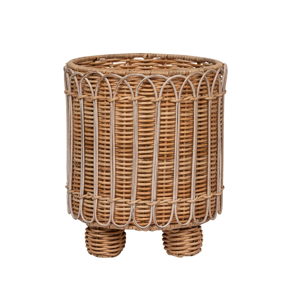 Provence Rattan 8 Round Planter - Whitewash