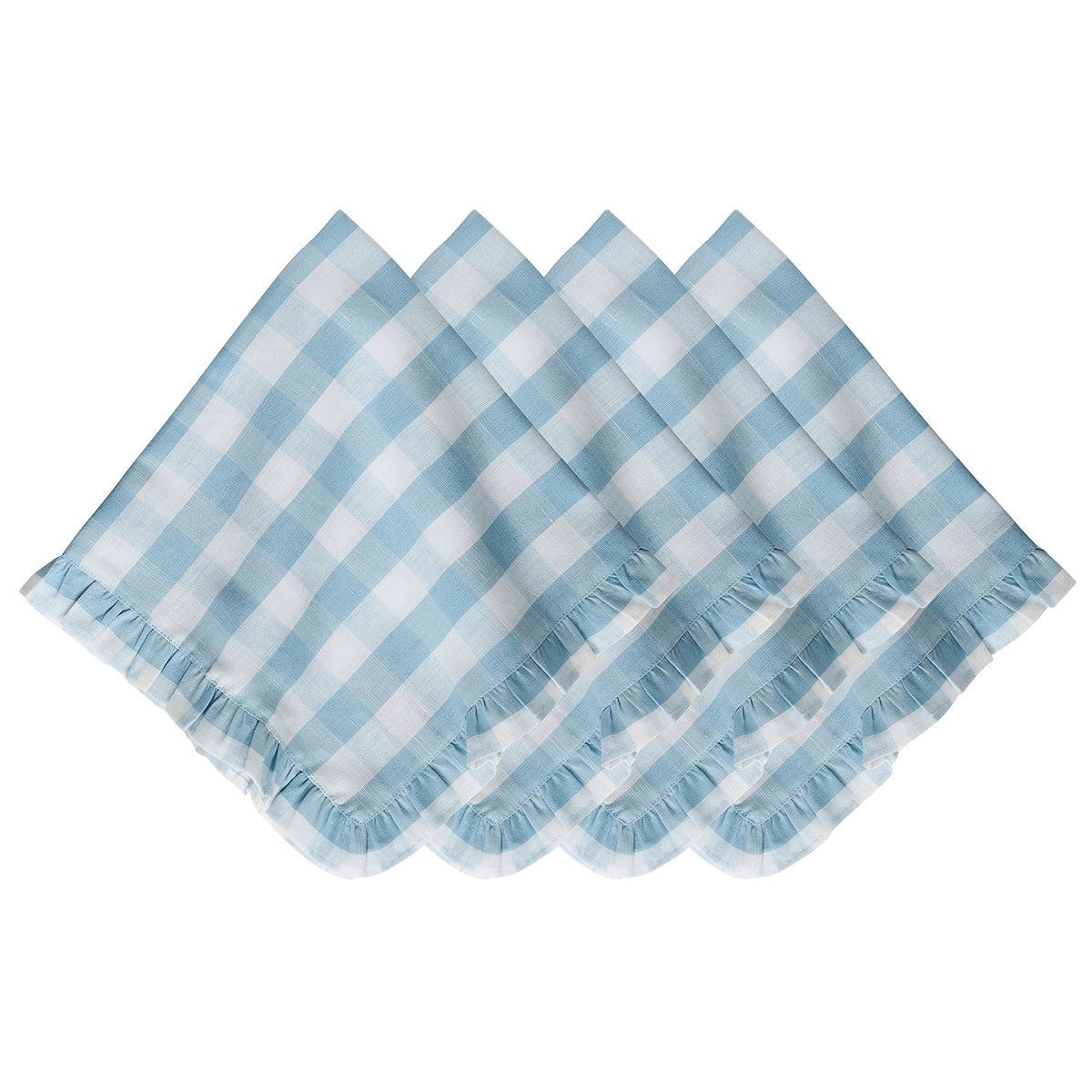 Gingham Ruffle Napkin Set/4 - Ocean