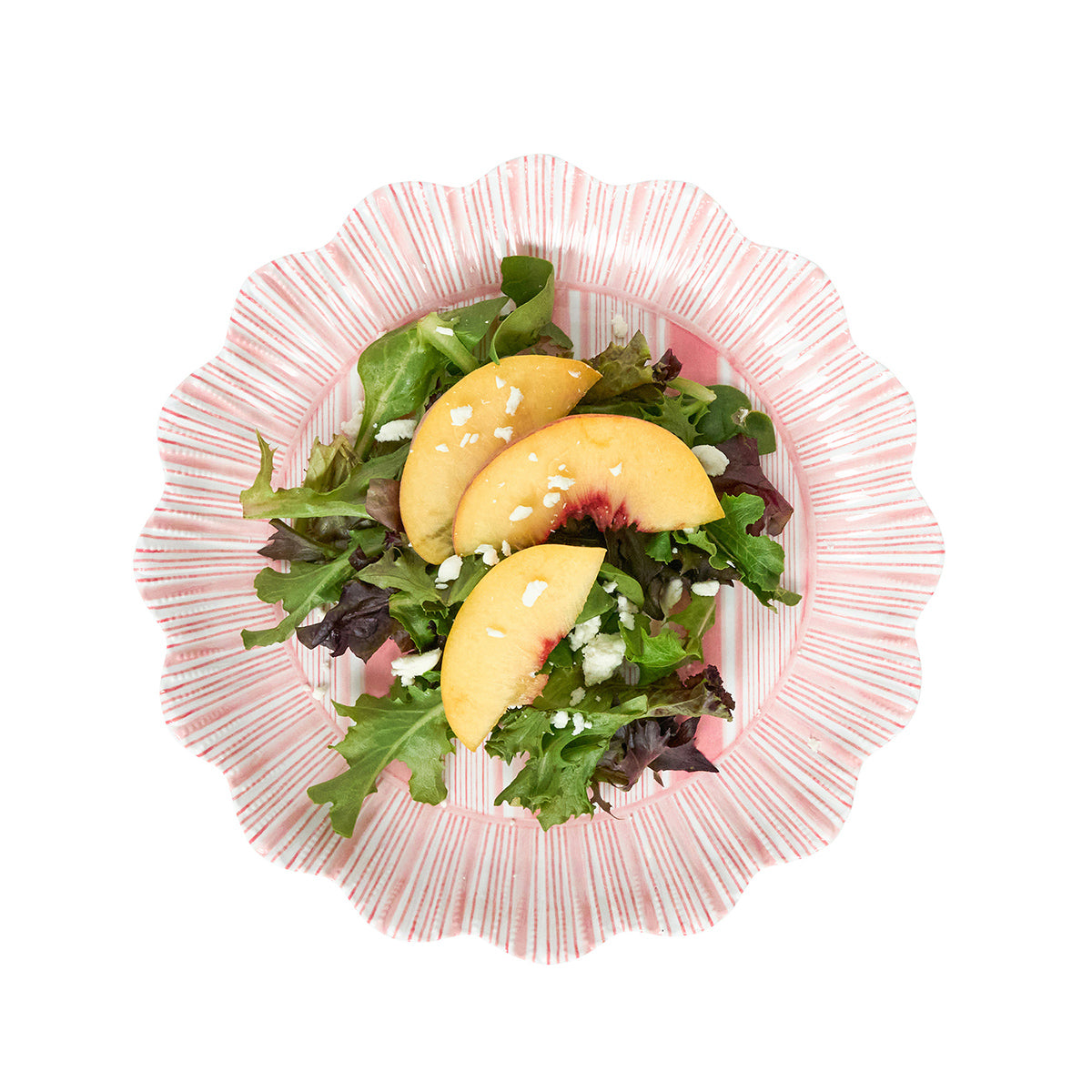 Cabana Stripe Melamine Dessert/Salad Plate Set/4 - Coral - Image 2