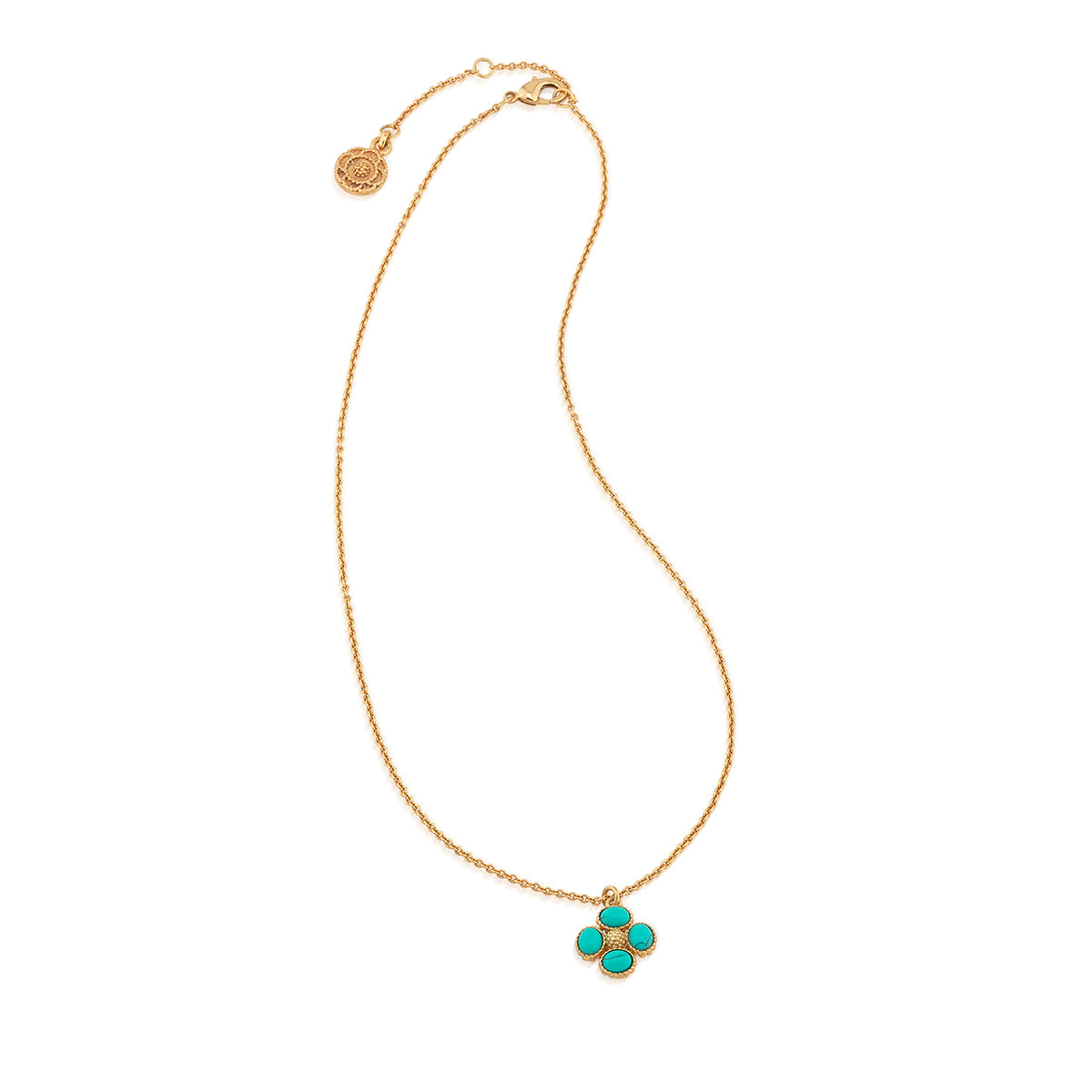 Berry Clover Double Sided Charm Necklace. 16+2 - Turquoise - Image 4