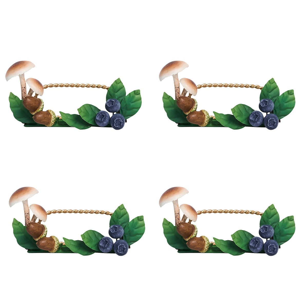 Forest Walk Mushroom & Acorn Place Card Holder Set/4 - Multi
