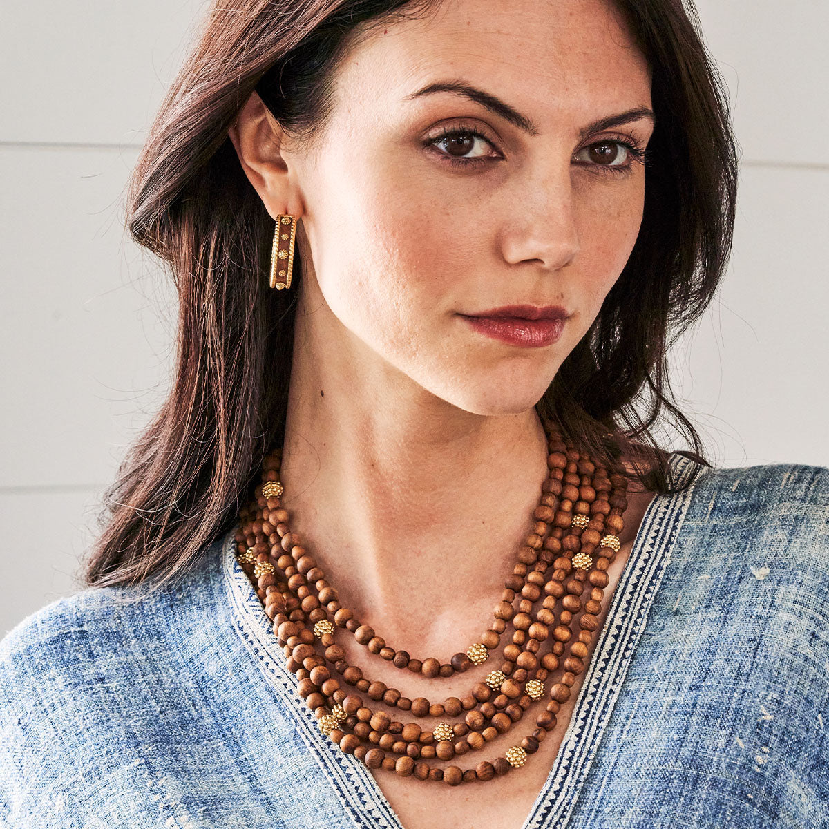 Berry Beads 5-Strand Necklace. 18+2'' - Teak - Image 2