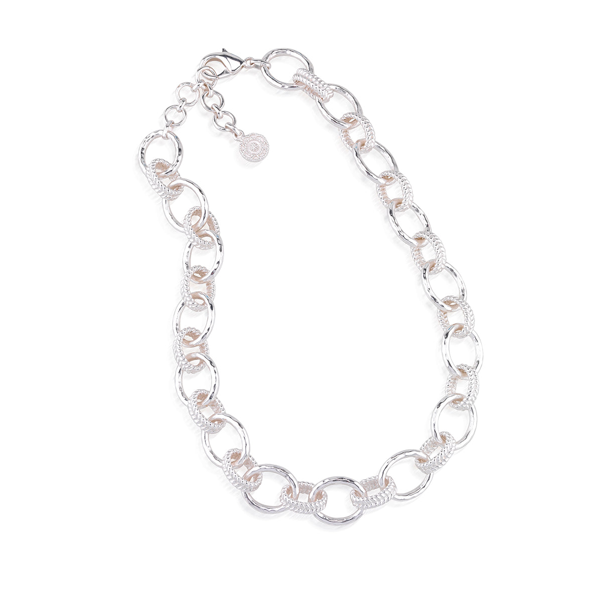 Cleopatra Regal Link Necklace. 16+2 - Silver - Image 3