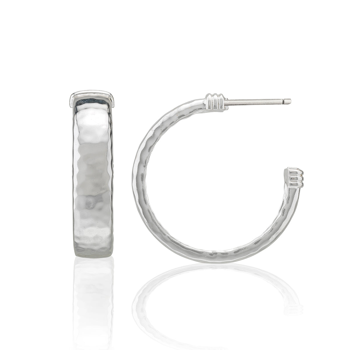 Cleopatra Classic Medium Hoop Earrings - Silver - Image 3