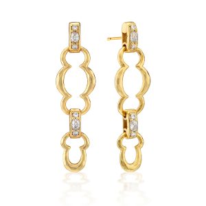 Maharani Grande Double Drop Earrings - Clear Cubic Zirconia