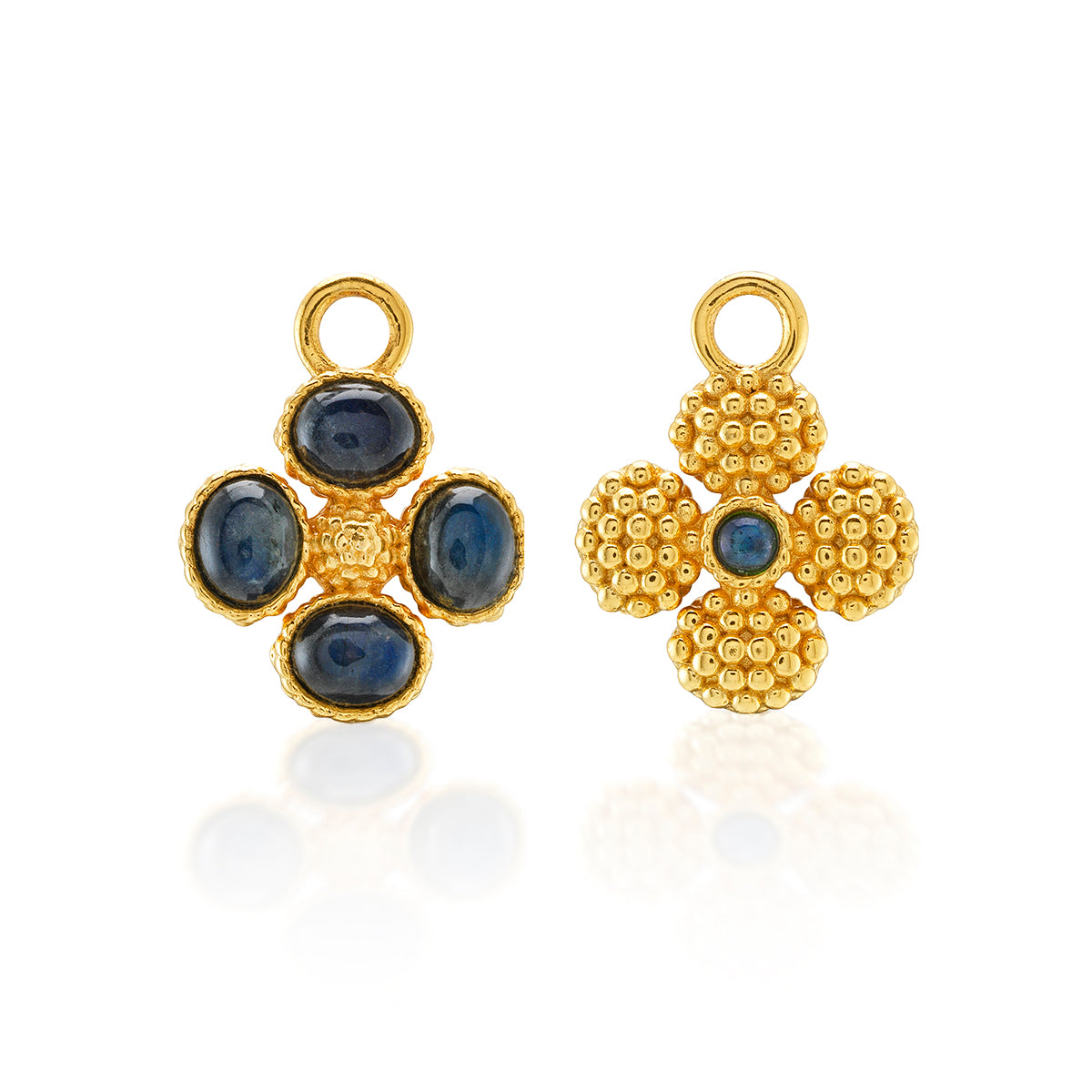 Berry Clover Hoop Earrings with Double Sided Charm - Blue Labradorite - Image 5