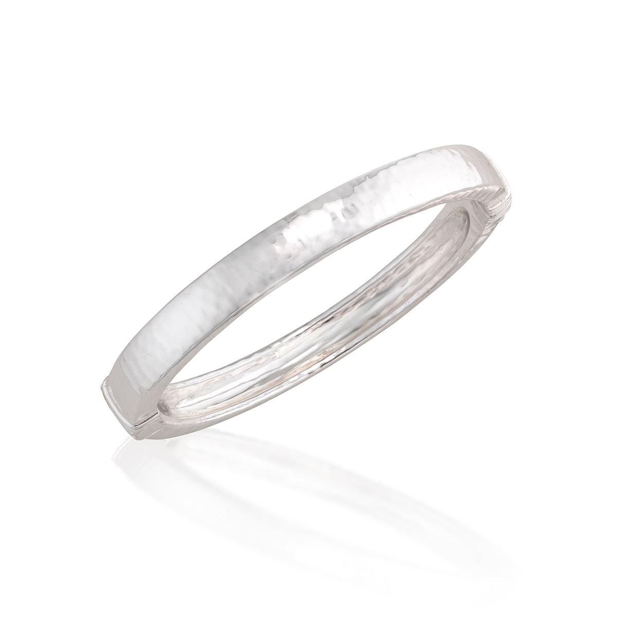 Cleopatra Oval Hinged Bangle - Silver - Image 3