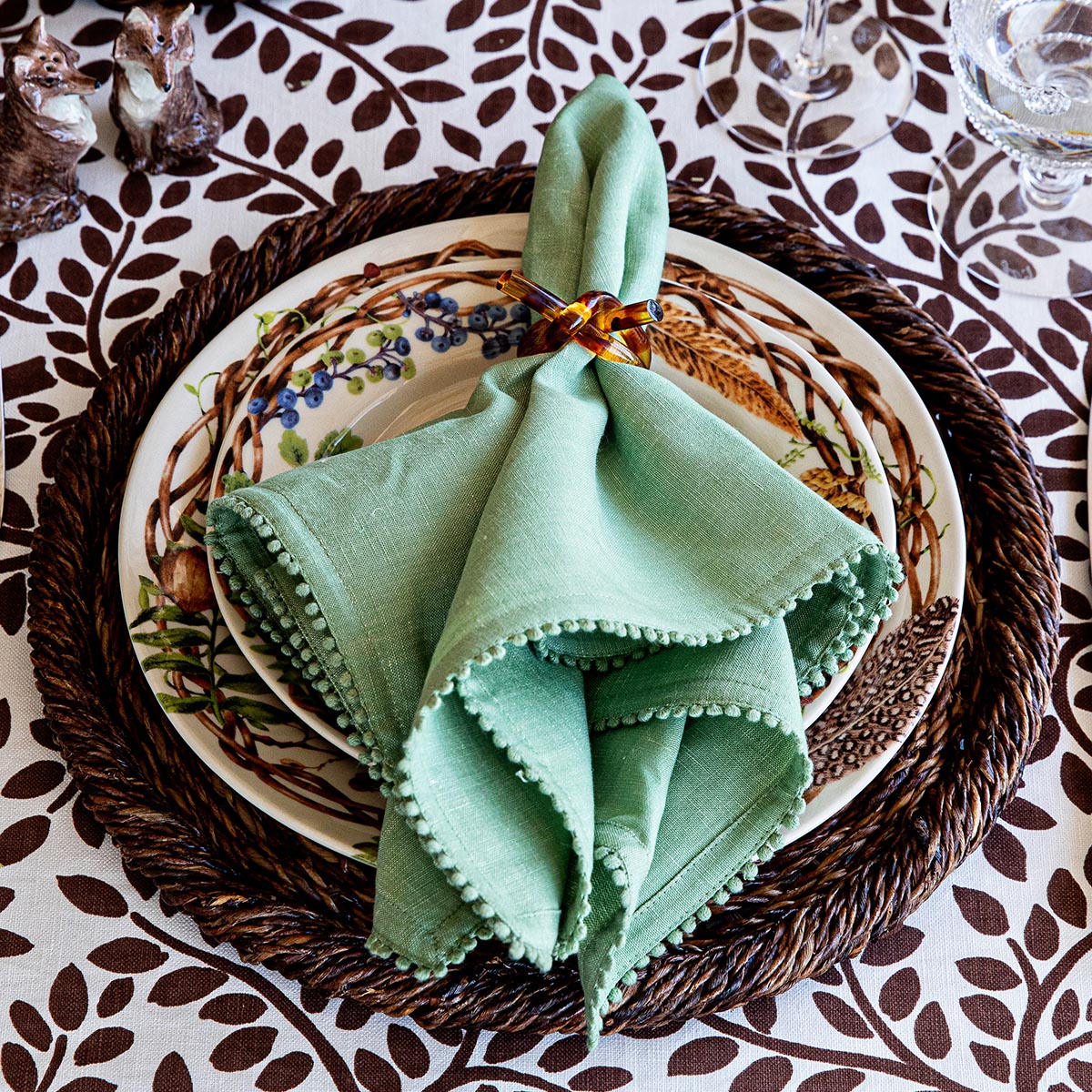 Berry Trim Napkin - Watercress - Image 5