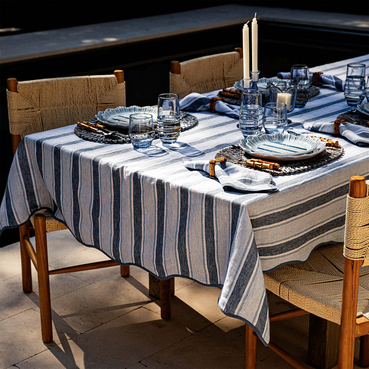 Cabana Stripe 60 x 120 Tablecloth - Ocean - Image 2