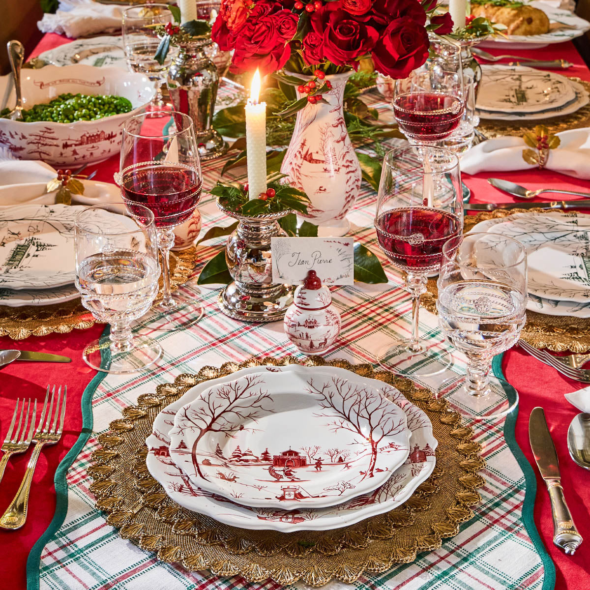 Country Estate Winter Frolic Ginger Jar Place Card Holder Set/4 - Ruby - Image 6