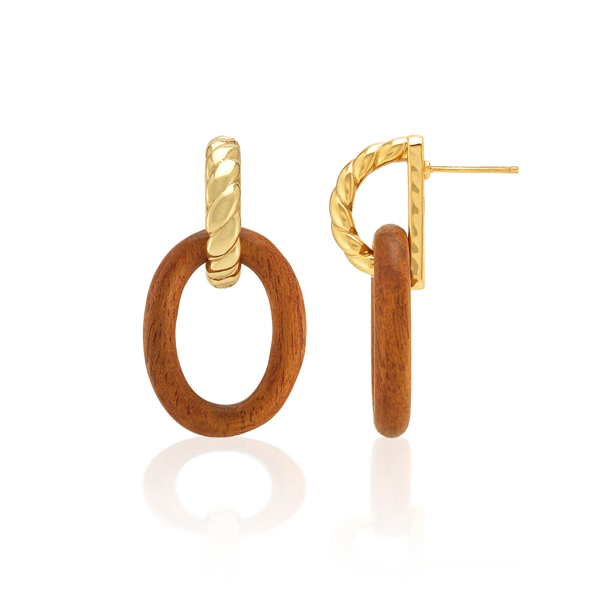 Earth Goddess Link Drop Earrings - Teak - Image 3