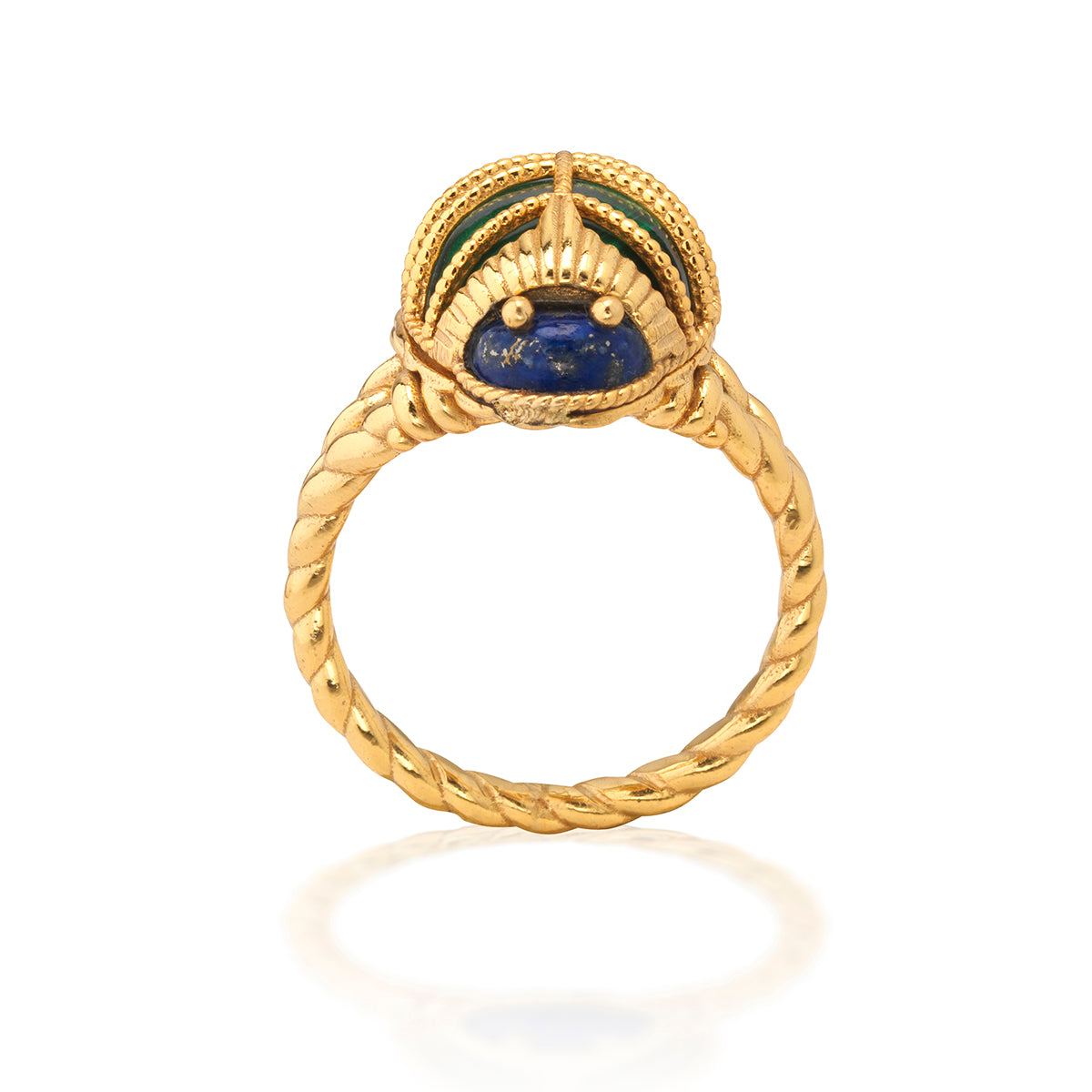 Scarab Petite Ring - Lapis/Malachite - Image 3