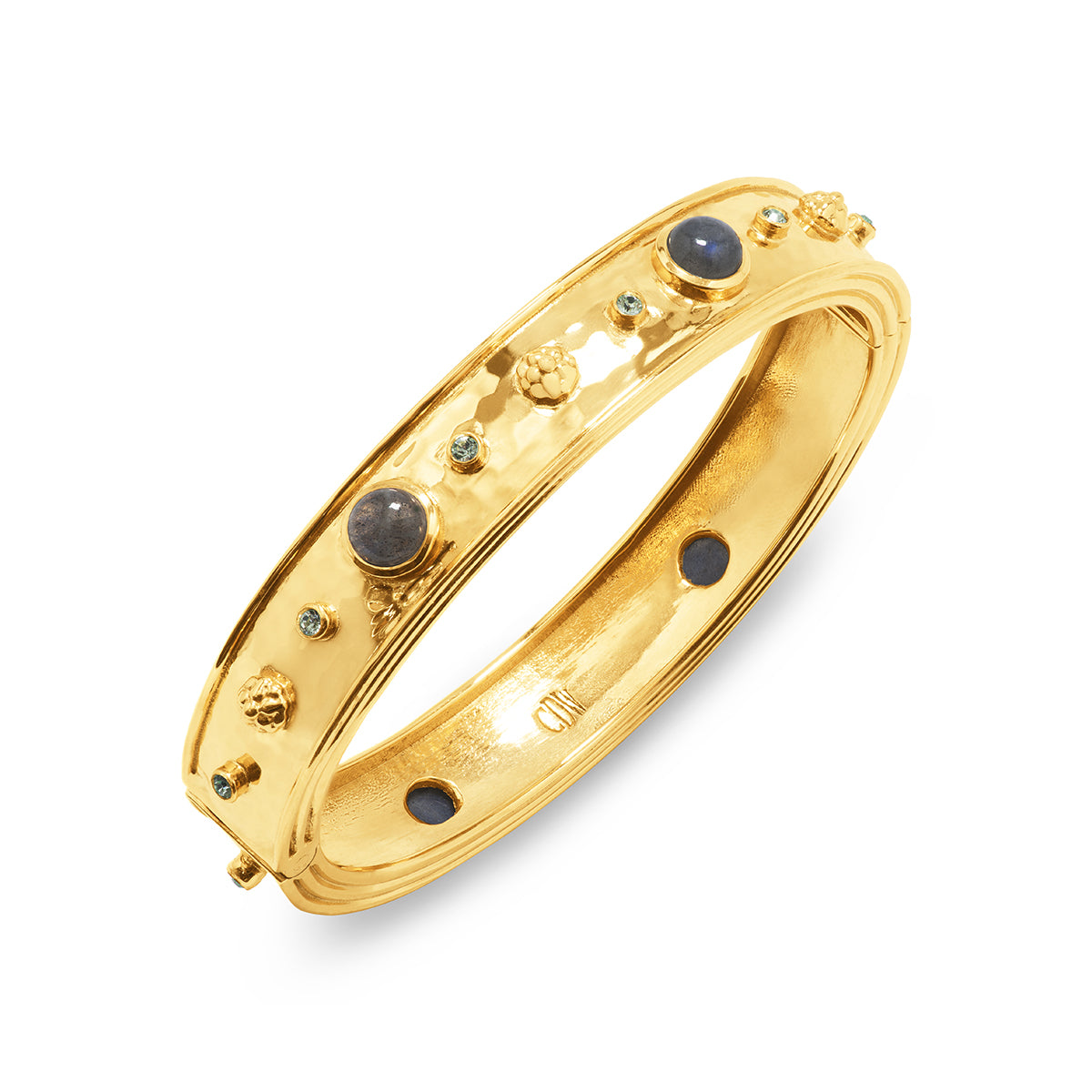 Cleopatra Hinged Bangle - Gold/Blue Labradorite - Image 3