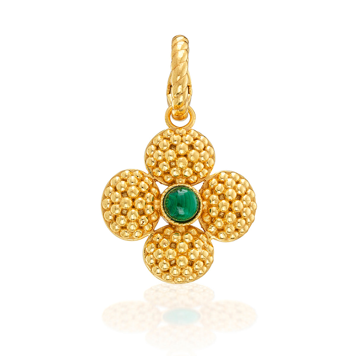 Berry Clover Double Sided Charm/Pendant - Malachite - Image 2