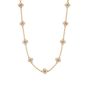 Berry Clover Double Sided Necklace. 16+2 - Pearl White