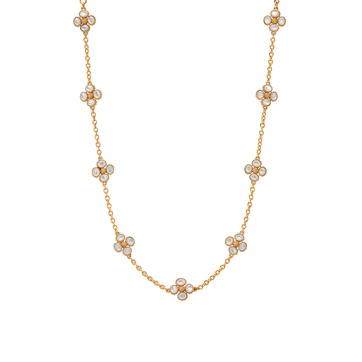 Berry Clover Double Sided Necklace. 16+2 - Pearl White